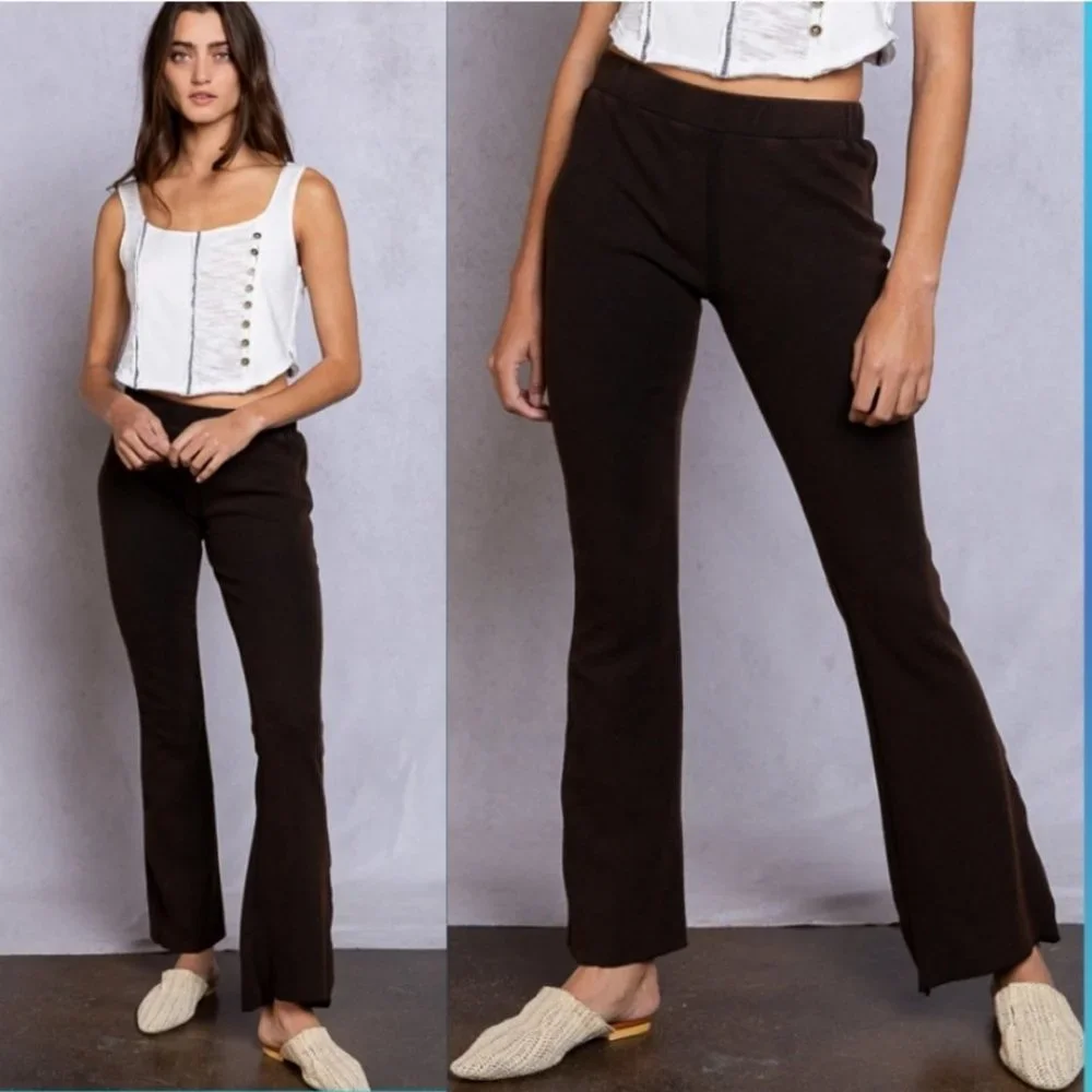38289 POL Flared Stretchy Pants Black - Picture 2 of 4